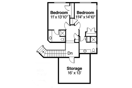 Floor Plan - Upper Floor for Mediterranean House Plan #124-713 - 3 bed, 3.5 bath