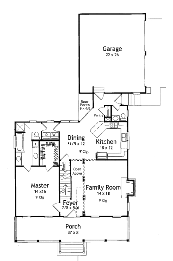 Farmhouse Floor Plan - Main Floor Plan #41-133