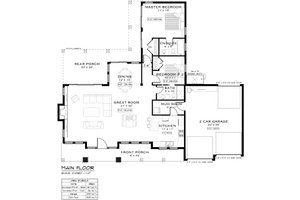 Floor Plan - Main Floor for Farmhouse House Plan #1101-1 - 2 bed, 2 bath