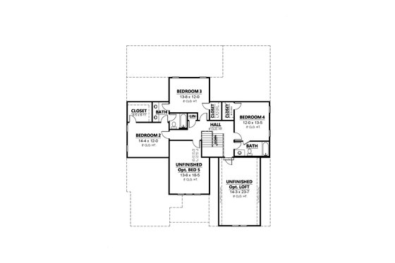 Floor Plan - Upper Floor for Country House Plan #1080-5 - 4 bed, 3.5 bath