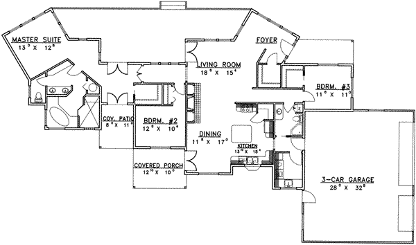 Home Plan - Floor Plan - Main Floor for Traditional House Plan #117-358 - 3 bed, 2 bath