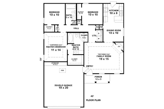 Floor Plan - Main Floor for European House Plan #81-13782 - 3 bed, 2 bath