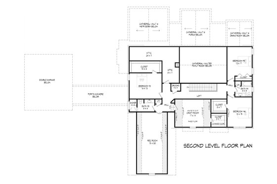 Floor Plan - Upper Floor for Southern House Plan #932-862 - 5 bed, 4.5 bath