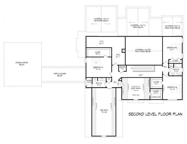 Southern Floor Plan - Upper Floor Plan #932-862