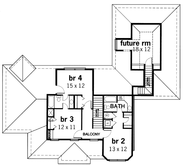 Home Plan - Traditional Floor Plan - Upper Floor Plan #45-201