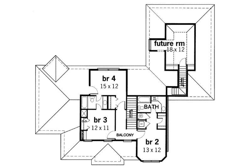 Home Plan - Floor Plan - Upper Floor for Traditional House Plan #45-201 - 4 bed, 3.5 bath