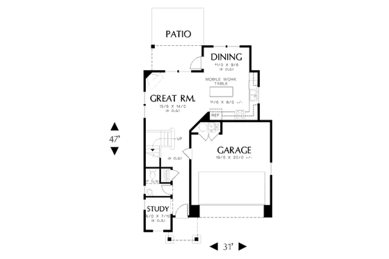 Floor Plan - Main Floor for Traditional House Plan #48-508 - 3 bed, 2.5 bath