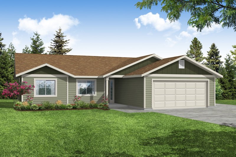 Architectural House Design - Ranch Exterior - Front Elevation Plan #124-1224