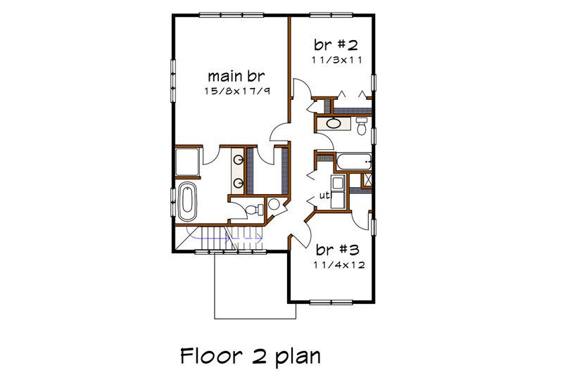 Architectural House Design - Floor Plan - Upper Floor for Modern House Plan #79-351 - 3 bed, 2.5 bath