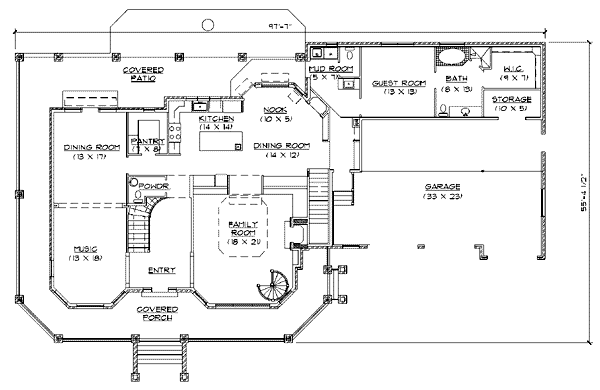 Architectural House Design - Victorian Floor Plan - Main Floor Plan #5-228