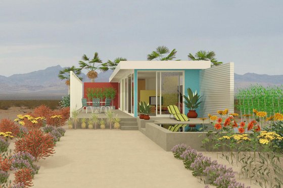 Exterior - Front Elevation for Contemporary House Plan #917-1 - 1 bed, 1 bath