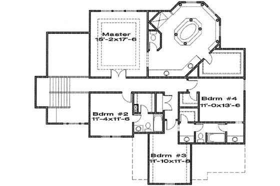 Floor Plan - Upper Floor for Traditional House Plan #6-142 - 4 bed, 3.5 bath