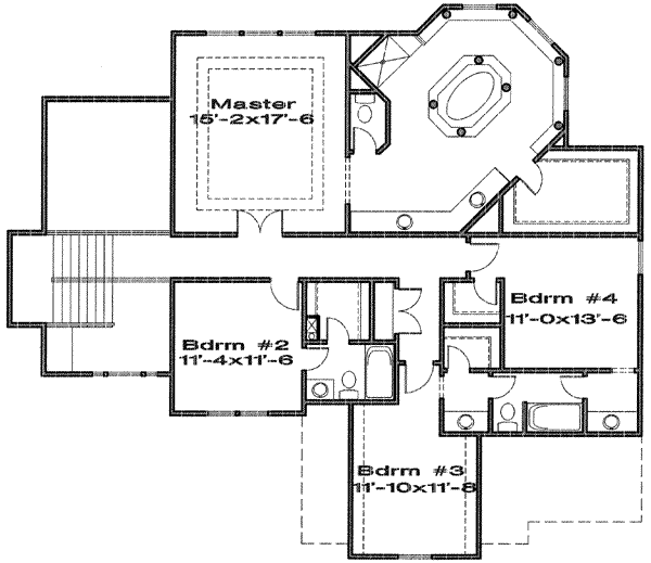 Traditional Floor Plan - Upper Floor Plan #6-142