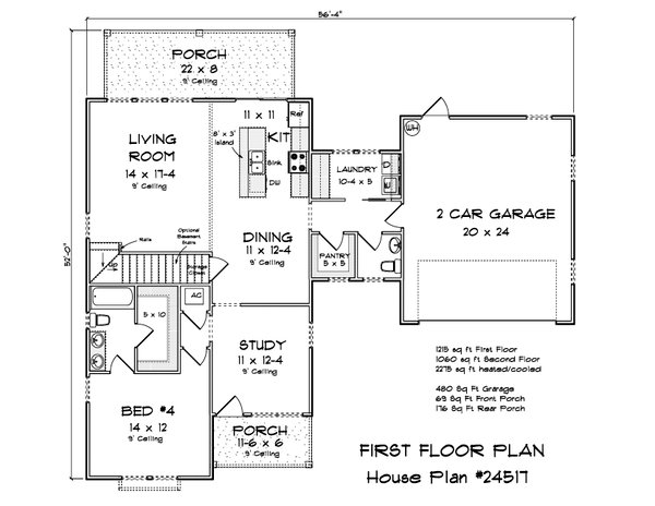 House Blueprint - Farmhouse Floor Plan - Main Floor Plan #513-2310