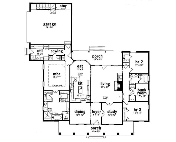 Southern Floor Plan - Main Floor Plan #36-213