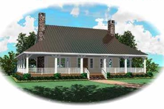 Exterior - Front Elevation for Country House Plan #81-109 - 3 bed, 2.5 bath