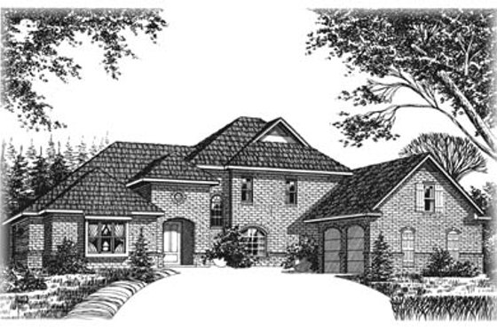 Exterior - Front Elevation for European House Plan #15-216 - 3 bed, 2.5 bath