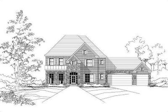 Exterior - Front Elevation for European House Plan #411-395 - 5 bed, 4.5 bath