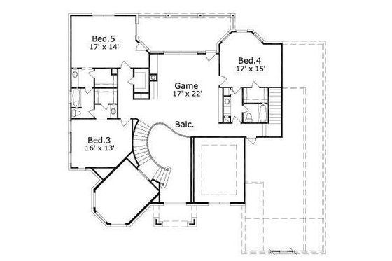 Floor Plan - Upper Floor for European House Plan #411-810 - 5 bed, 3.5 bath