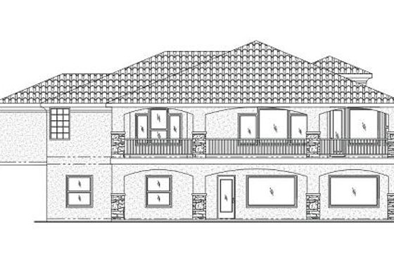 Exterior - Rear Elevation for Adobe / Southwestern House Plan #24-247 - 6 bed, 3 bath