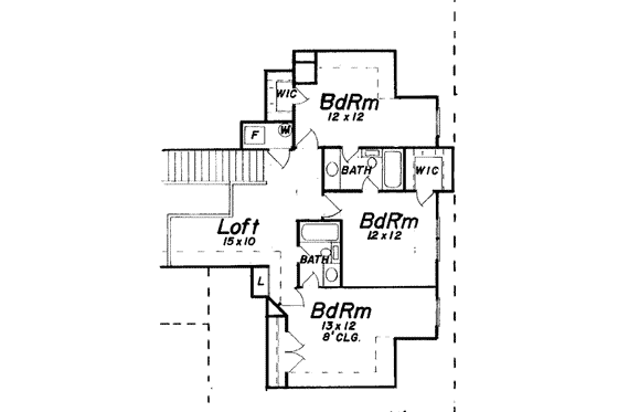 Floor Plan - Upper Floor for Traditional House Plan #52-142 - 4 bed, 3.5 bath