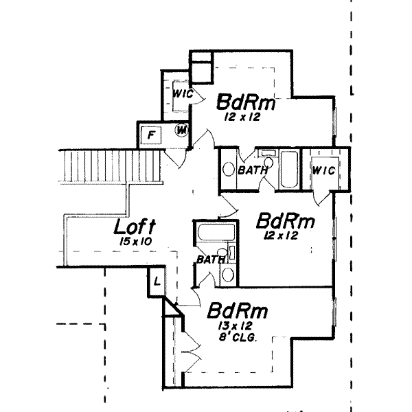 House Plan Design - Traditional Floor Plan - Upper Floor Plan #52-142