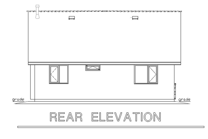 House Blueprint - Exterior - Rear Elevation for Craftsman House Plan #18-1042 - 2 bed, 1 bath