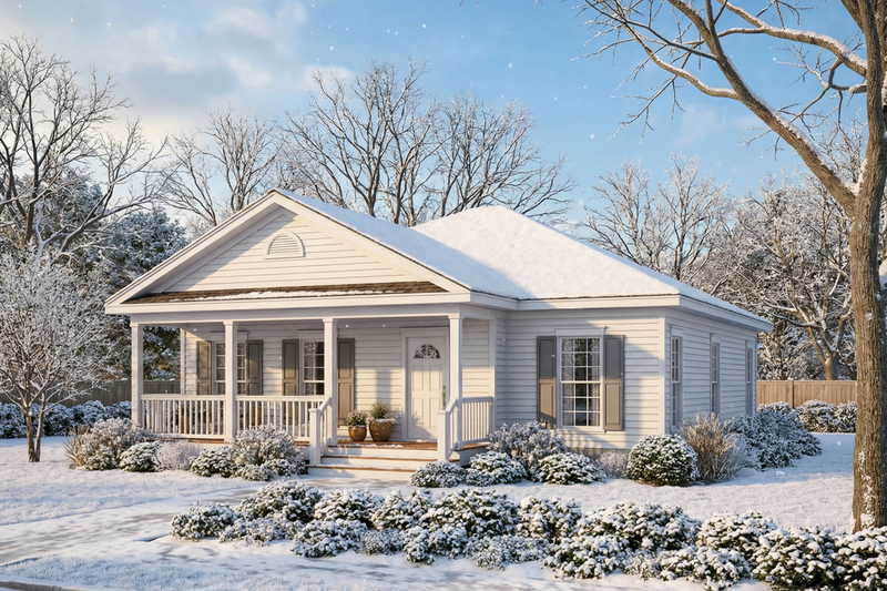 Architectural House Design - Exterior - Front Elevation 3 for Country House Plan #17-1053 - 3 bed, 2 bath