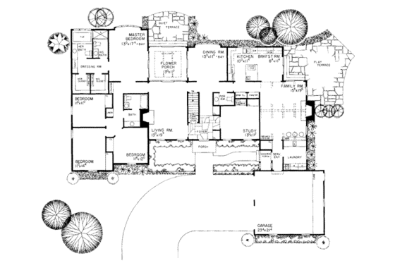 Floor Plan - Main Floor for Ranch House Plan #72-304 - 4 bed, 3 bath