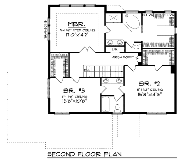 Dream House Plan - Country Floor Plan - Upper Floor Plan #70-989