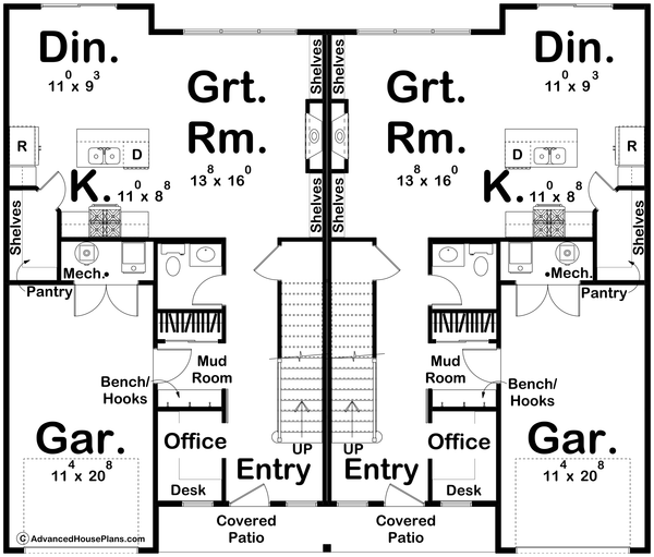 Floor Plan - Main Floor for Modern House Plan #455-665 - 3 bed, 2.5 bath