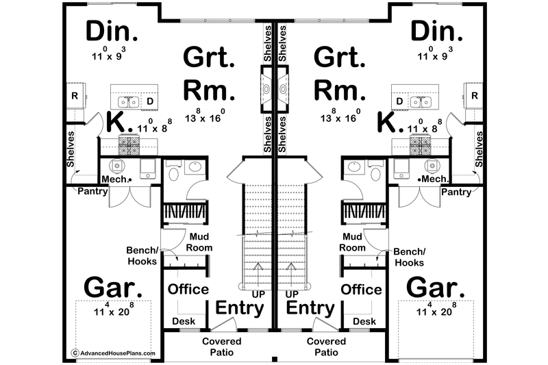 House Blueprint - Floor Plan - Main Floor for Modern House Plan #455-665 - 3 bed, 2.5 bath