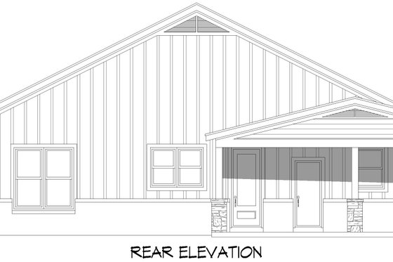 Exterior - Rear Elevation 1 for Country House Plan #932-1128 - 4 bed, 3 bath