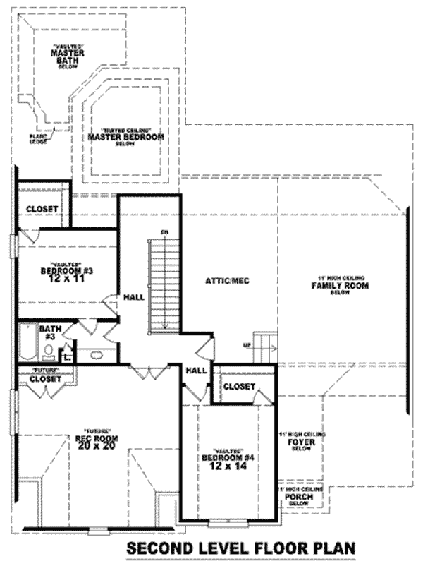 Floor Plan - Upper Floor for European House Plan #81-1115 - 4 bed, 3 bath