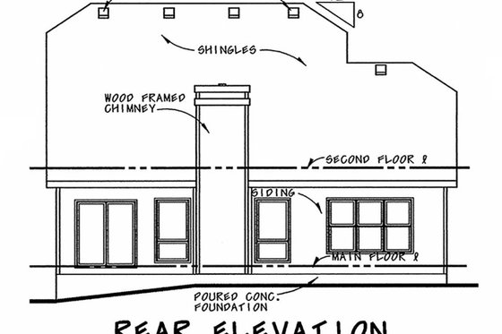 Exterior - Rear Elevation for Craftsman House Plan #20-2236 - 3 bed, 2.5 bath