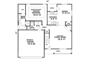 Floor Plan - Main Floor for Farmhouse House Plan #81-121 - 3 bed, 2.5 bath