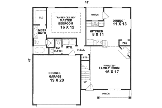 Floor Plan - Main Floor for Farmhouse House Plan #81-121 - 3 bed, 2.5 bath