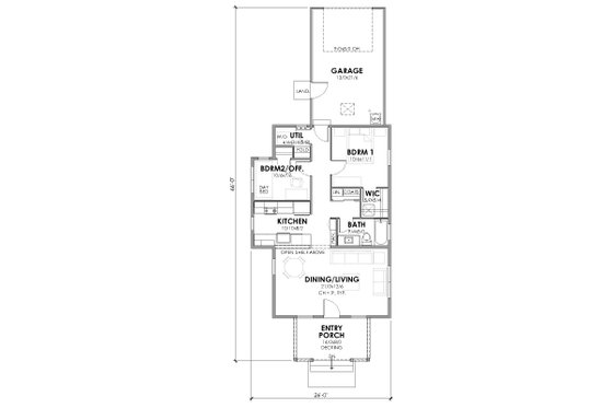 Floor Plan - Main Floor for Bungalow House Plan #1105-18 - 2 bed, 1 bath