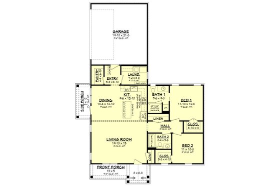 Floor Plan - Main Floor for Country House Plan #430-239 - 2 bed, 2 bath