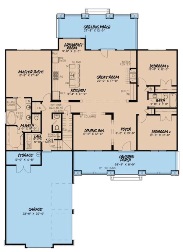 House Design - Country Floor Plan - Main Floor Plan #923-70