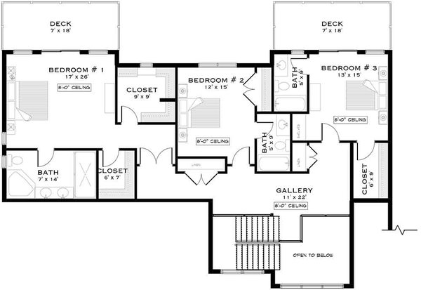Home Plan - Contemporary Floor Plan - Upper Floor Plan #1101-48