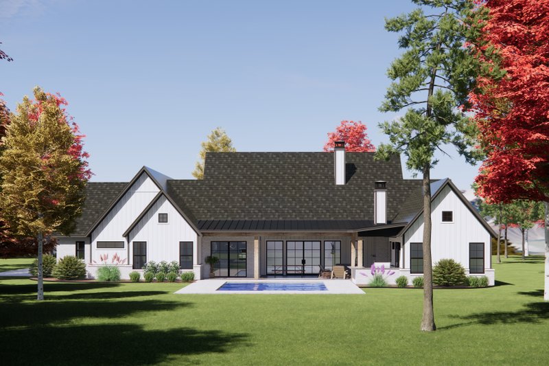 House Design - Exterior - Rear Elevation for Farmhouse House Plan #1096-44 - 4 bed, 4.5 bath