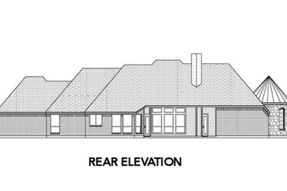 Exterior - Rear Elevation for European House Plan #84-491 - 3 bed, 3 bath