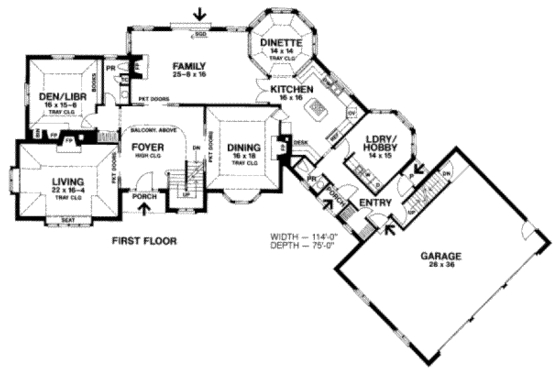 Floor Plan - Main Floor for European House Plan #328-121 - 4 bed, 3.5 bath