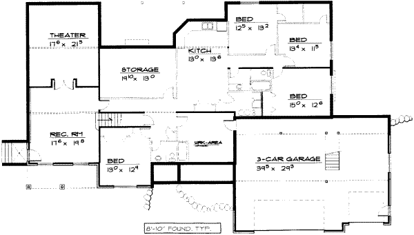 European Floor Plan - Lower Floor Plan #308-175