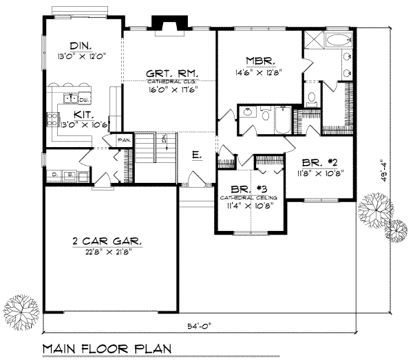 Traditional Floor Plan - Main Floor Plan #70-164