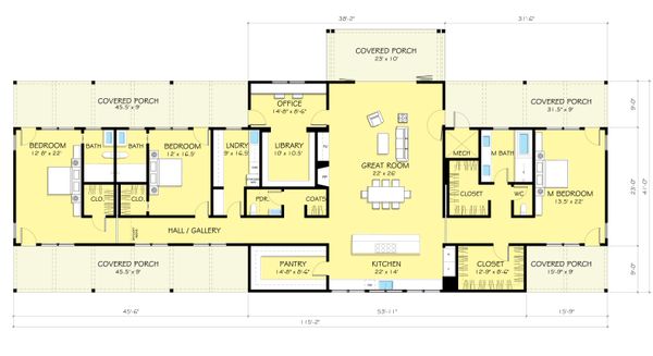 House Design - Ranch Floor Plan - Main Floor Plan #888-9