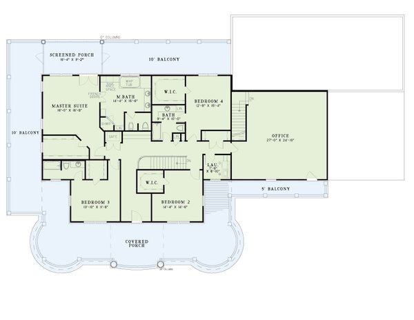 House Blueprint - Southern Floor Plan - Upper Floor Plan #17-3092