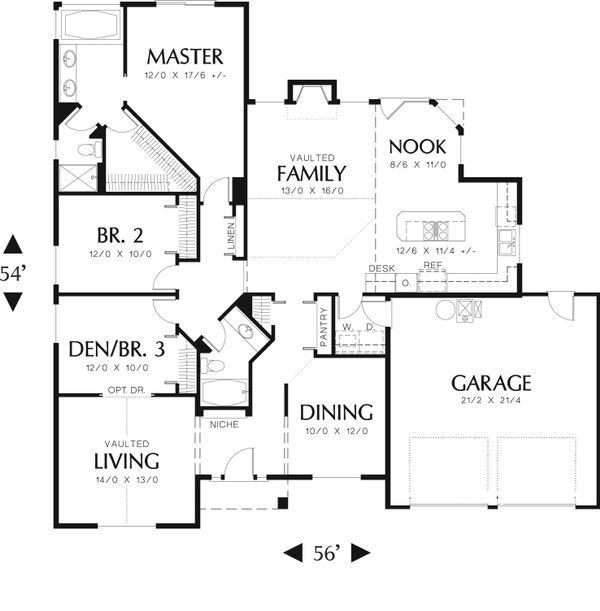 Home Plan - Ranch Floor Plan - Main Floor Plan #48-589