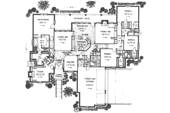 Floor Plan - Main Floor for European House Plan #310-506 - 4 bed, 3.5 bath